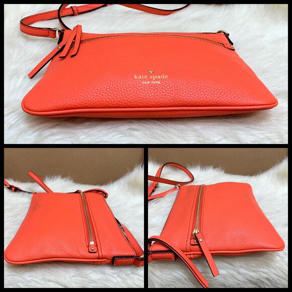 KATE SPADE New York Jackson St GABRIELE Pebbled Leather Crossbody in Warm Guava - Picture 14 of 16